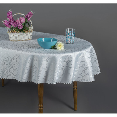 Round Flame Retardant Tablecloth with Vine Pattern