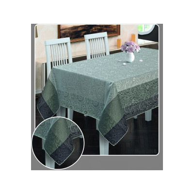 Teflon Tablecloth Coffee Graphite Flowers