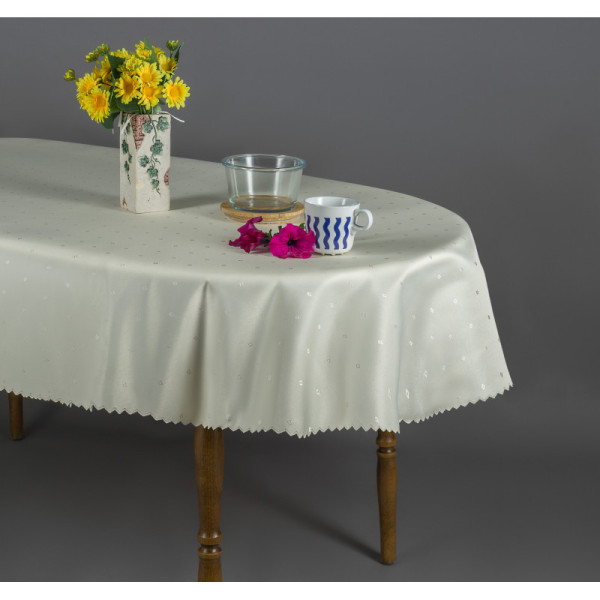 Flame Resistant Oval Tablecloth with Diamonds