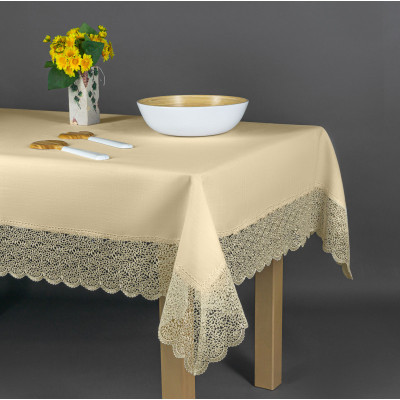 Decorative Tablecloth with Wide Lace Trim