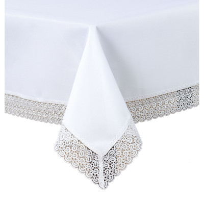 Round Tablecloth Amelia Fi Snow White with Lace