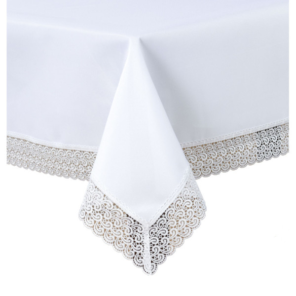 Round Tablecloth Amelia Fi Snow White with Lace