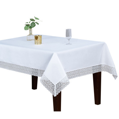Round Tablecloth Amelia Fi Snow White with Lace
