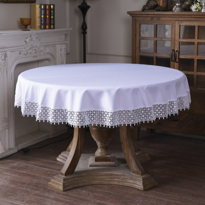 Elegant Round Tablecloth with Beautiful Lace Trim