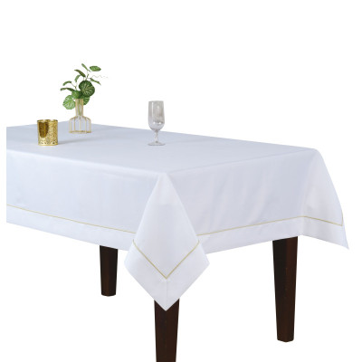 White Tablecloth Gold Embellished with Gold Thread