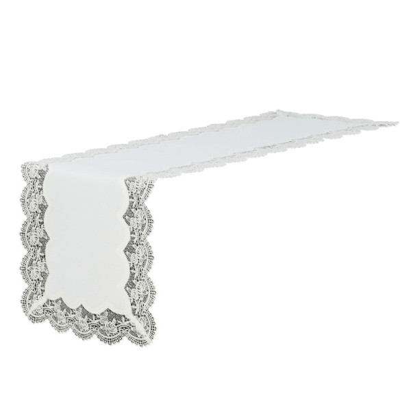 Cream Tablecloth Circle Fi ROSSE with Lace in Roses