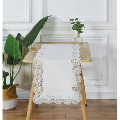 Cream Tablecloth Circle Fi ROSSE with Lace in Roses