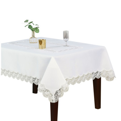 Cream Tablecloth Circle Fi ROSSE with Lace in Roses