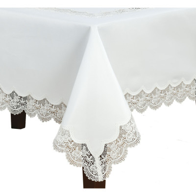Cream Tablecloth Circle Fi ROSSE with Lace in Roses
