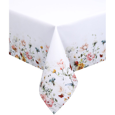 Floral Stain-Resistant Tablecloth with Spring Pattern