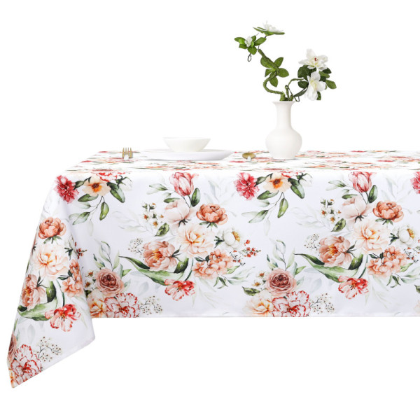 Floral Stain-Resistant Tablecloth with Spring Pattern