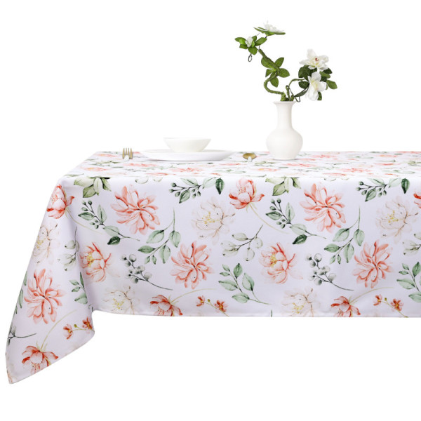 Floral Stain-Resistant Tablecloth with Spring Pattern