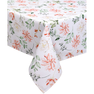 Floral Stain-Resistant Tablecloth with Spring Pattern