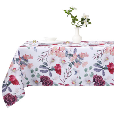 Floral Stain-Resistant Tablecloth with Spring Pattern