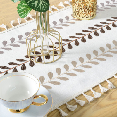 Boho Tablecloth with Embroidery and Tassel Trim