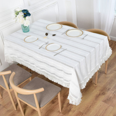 White Scandi Style Boho Tablecloth, Beautiful Lace