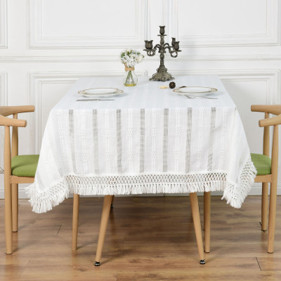 White Scandi Style Boho Tablecloth, Beautiful Lace