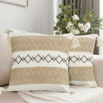 Boho Style Woven Pillowcase with Tassels