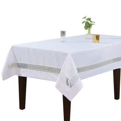 Polyester Tablecloth with Lace Insert