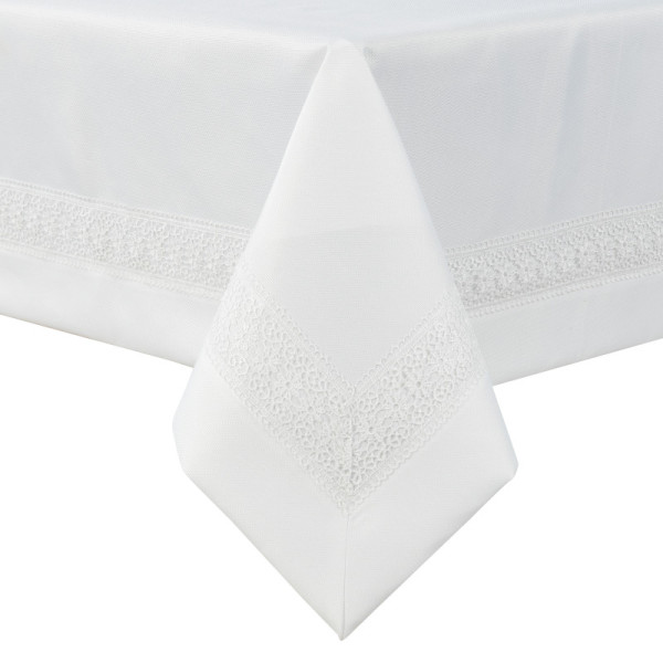 Tablecloth NINA with Lace Insert in Ecru Color