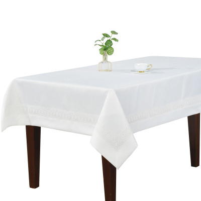 Tablecloth NINA with Lace Insert in Ecru Color
